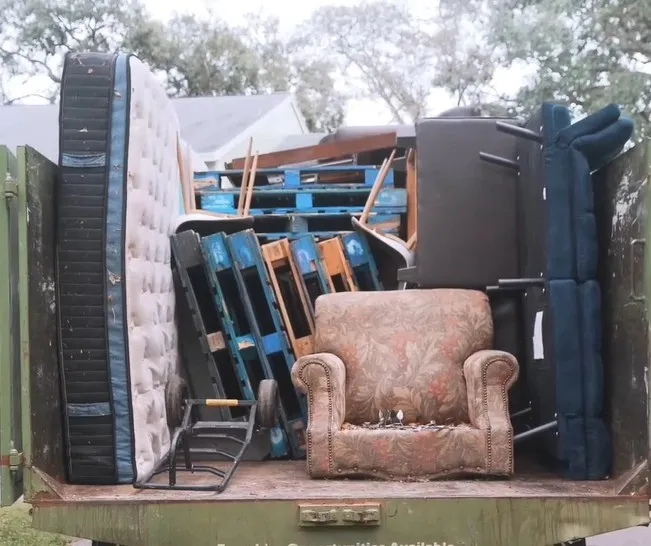 Junk removal in Miami - loaded trailer ready for haul away